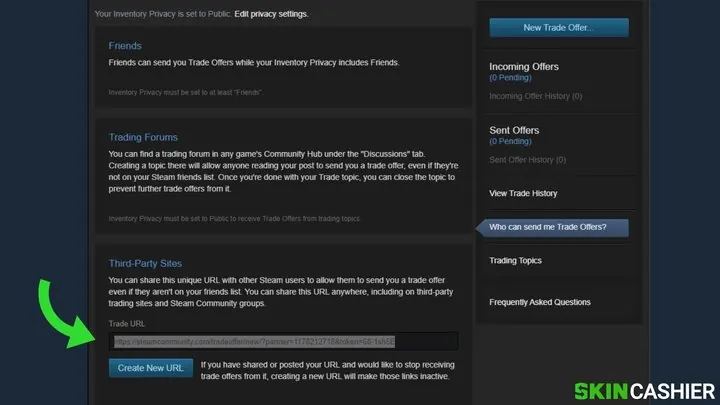 Steam trade URL location